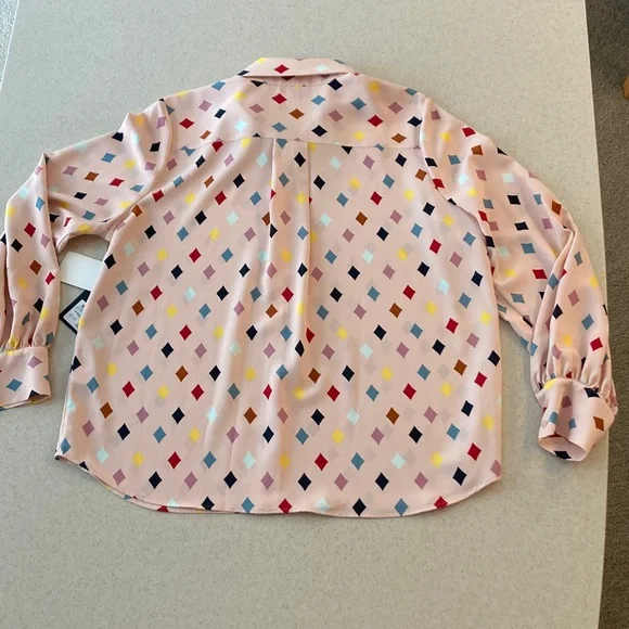 NWT Halogen Multicolor Diamond Print Blouse Women Size XL - Picture 5 of 11